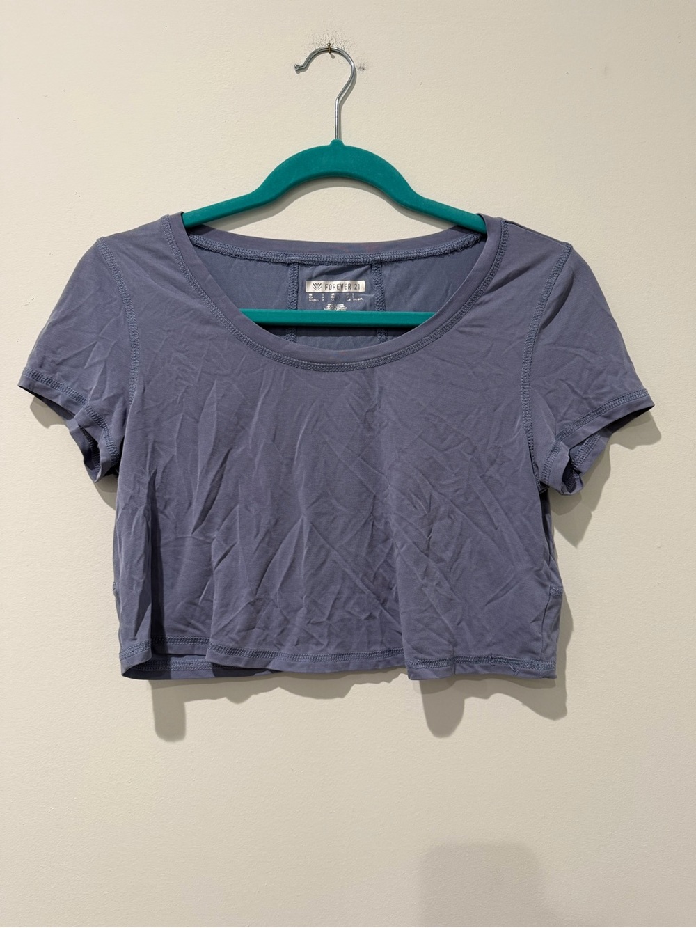 Forever 21 Washed Indigo Scoop Neck Crop Top